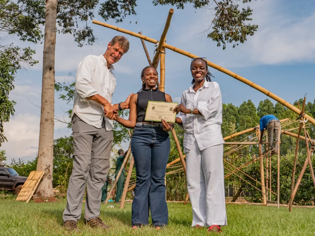 A certificate being handed over